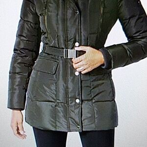 Michael Kors New L HOOD 6 POCKET DOWN Faux Fur-Trim Coat originally $305w/NY Tax